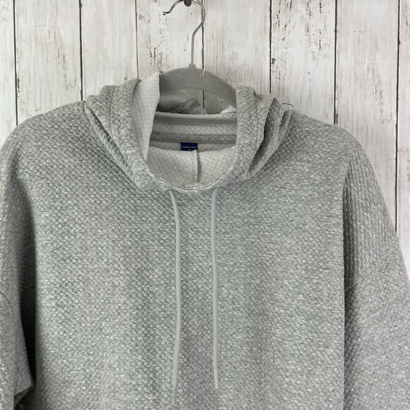 Old Navy Hoodie Women’s M Gray Textured Pull Over Hooded Sweatshirt NWT $54.99 - Picture 3 of 11